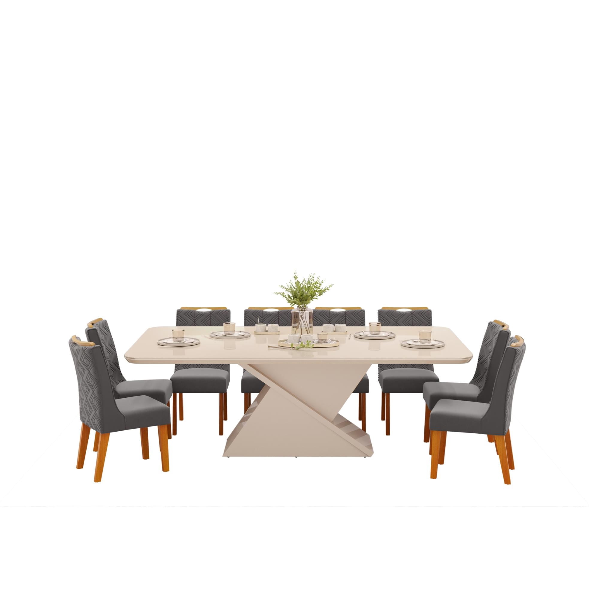 Di Poretti Design - Juego Comedor Celeste 8 Sillas Blanco