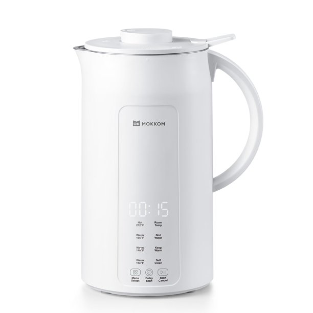 MOKKOM Máquina de Leche Vegetal 1200 ml Automática para Leche de Almendra/Soja – Blanco