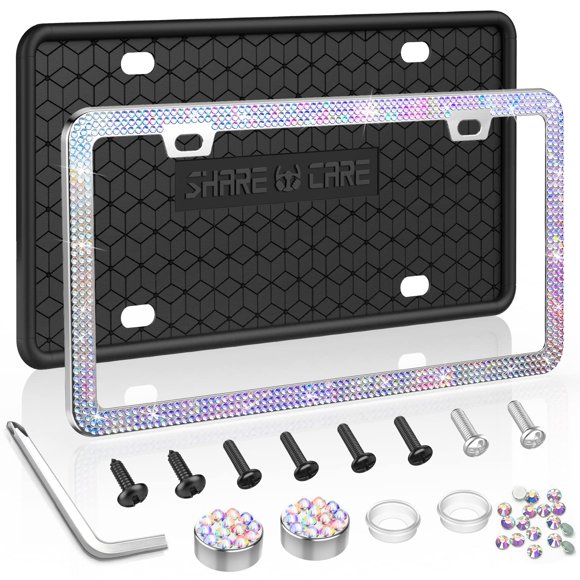 Juego de 2 Marcos para Placa de Licencia QiqaMole de Silicona y Cristal Brillante