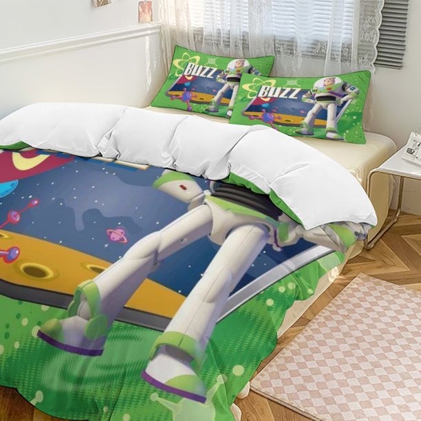 Buzz Lightyear Toy Story Bedding Comforter Sets 3-Piece Bedding Set Soft Warm Bed Set for Bedroom All Season