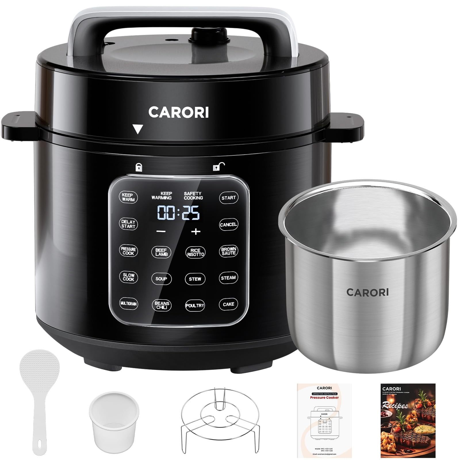 Olla A Presión Eléctrica Carori 6l 9 Funciones 1000w Negra