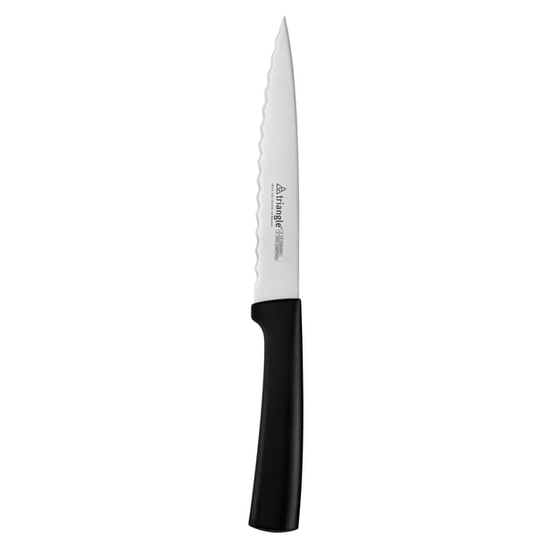 Cuchillo de cocina triangular con hoja de acero inoxidable con borde ondulado de 16 cm