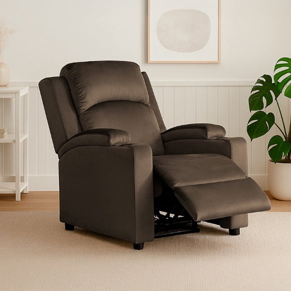 Sillón Bergere Reclinable Tela Café. Dakar