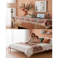 Mylhogar - Piecera De Cama Estampado Natural Chic Con Encaje 80X200Cm