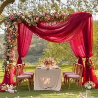 Xusx111 - Sheer Valance For Window - Breezy Backdrop Curtains For Canopy Bed Stage Events Girls Bedroom Wedding Ceremoney Table Runner Outdoor Indoor Decor, 60 X 216 In Per Panel, Burgundy