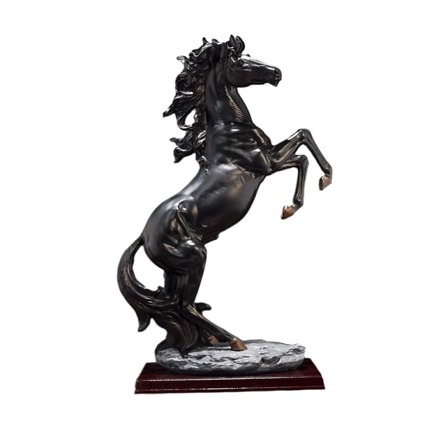 Estatua de caballo de pie, adorno de arte de caballo, estatua de Animal grande de 18,7 ", estante de decoración de mesa, regalo de colección , negro