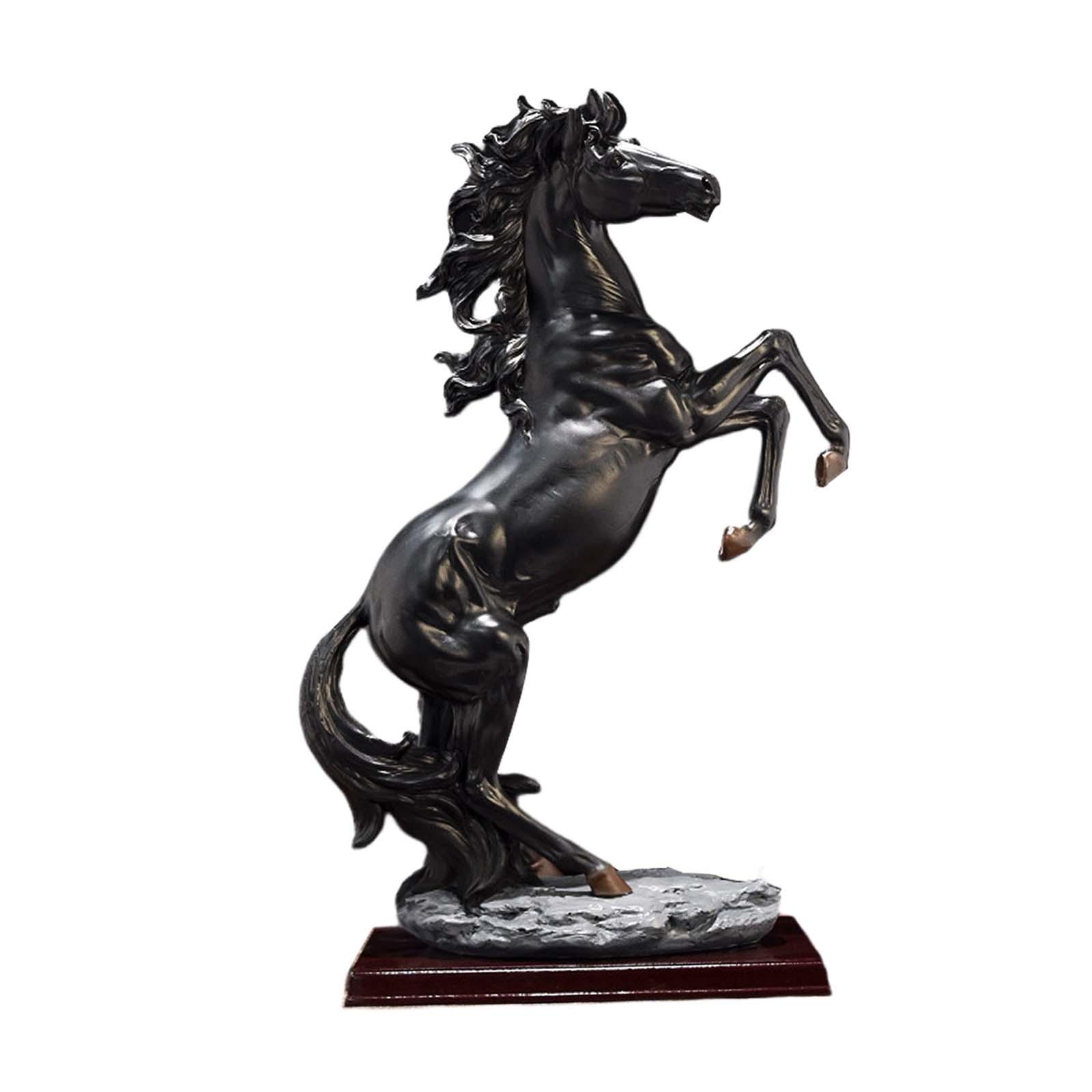 Magideal - Estatua De Caballo De Pie, Adorno De Arte De Caballo, Estatua De Animal Grande De 18,7 "", Estante De Decoración De Mesa, Regalo De Colección , Negro