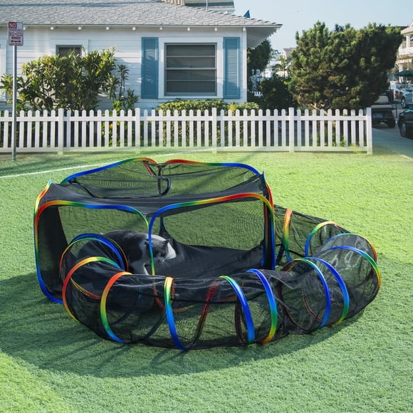 Parque infantil para gatos LUCKITTY Outdoor Rainbow con tienda de campaña y túnel