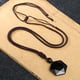 thumbnail image 1 of 1pc Black Obsidian Necklace Natural Obsidian Hexagram Star Of David Healing Crystal Energy Stone Protection Amulet Charm Pendant Necklace For Women Men Couples Pendant Necklace With Adjustable Braided, 1 of 2