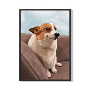 Creango - Cuadro Poster Enmarcado Meme Perro Corgi Riendo Decorativo