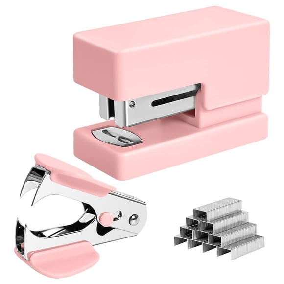 Mini Engrapadora De 25 Hojas Color Rosa Con Quitagrapas