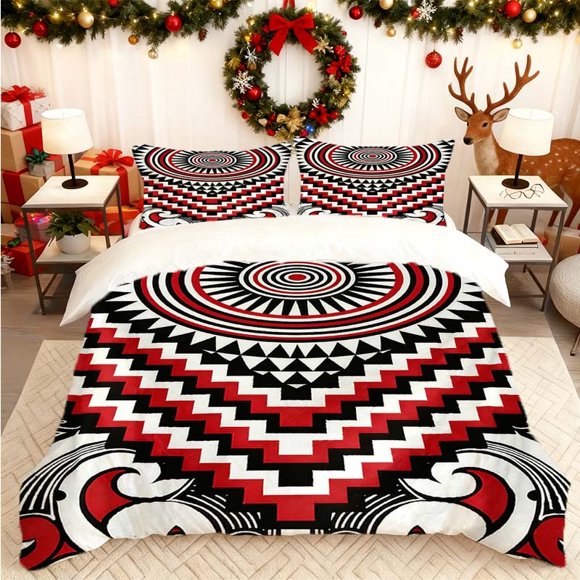 Hawaiian Style Maori Culture Art Printed Duvet Cover Set Themed Bedding Duvet Cover and Pillowcase Set Soft and Comfortable Suitable for All Seasons Ideal Choic
