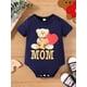thumbnail image 2 of Baby Boys And Girls Cute "I Love Mom" Bear Short Sleeve Onesie Clothes, 2 of 5