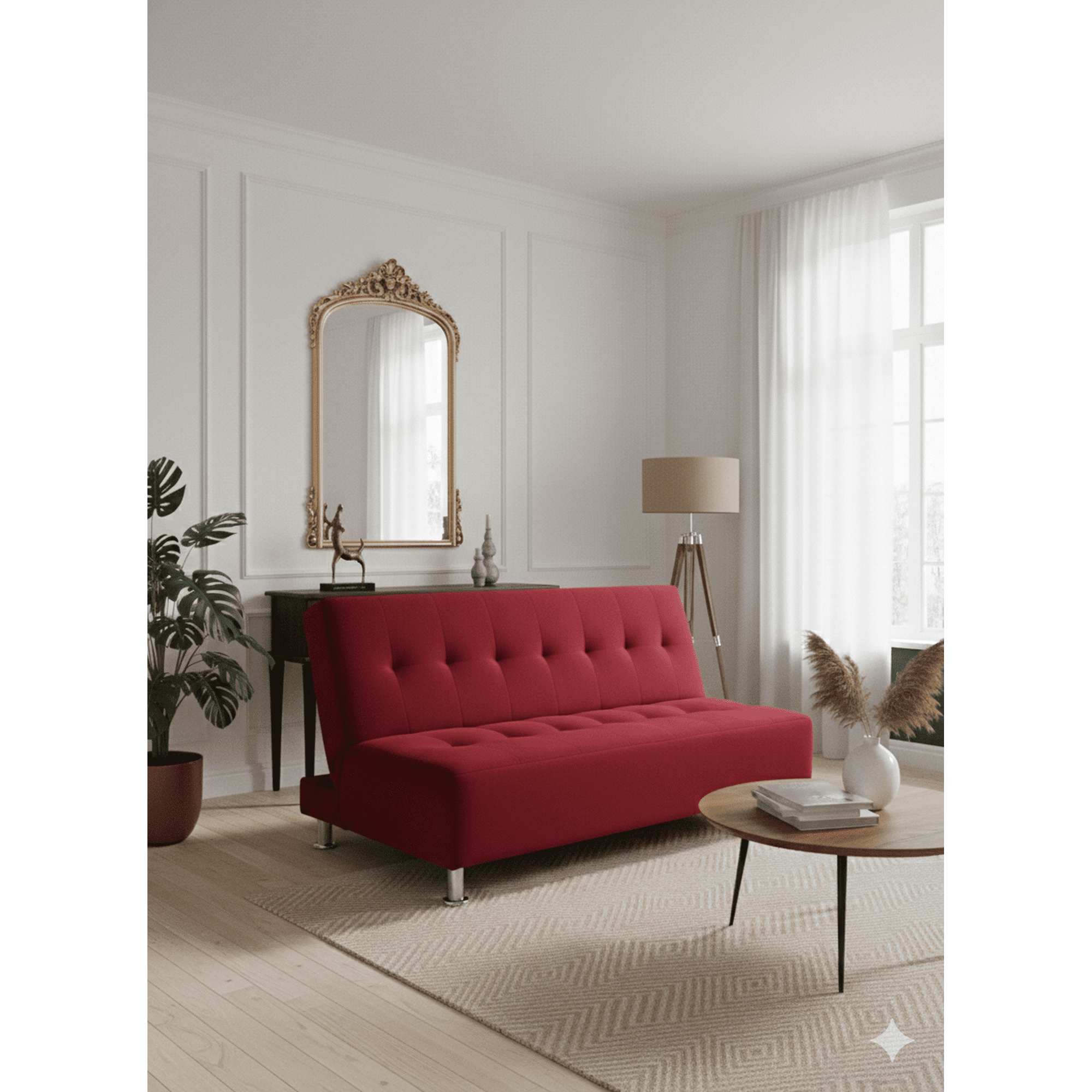 Muebles New - Sofa Cama New Rojo Felpa