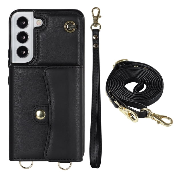 Crossbody PU Leather Phone Case For Samsung Galaxy S23 S22 Plus Note 20 Ultra Wallet Card Slots Magnetic Lanyard Cover