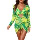 thumbnail image 1 of INSPIRE CHIC Conjunto de Bikini de 3 Piezas para Mujer con Cubierta de Malla de Manga Larga, Traje de Baño de Triángulo con Lazo Lateral y Túnica de Playa Fruncida Amarillo Verde X-Large, 1 of 6