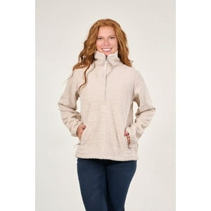 Polemic - Poleron Sherpa Hot Print Medio Cierre Crudo Mujer
