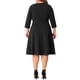 thumbnail image 3 of Agnes Orinda Trajes de Halloween Vestido de Talla Grande para Mujer Invitada de Boda Trabajo Midi Escote en V con Muesca Vestidos de Línea A de Manga 3/4 4X Negro, 3 of 6