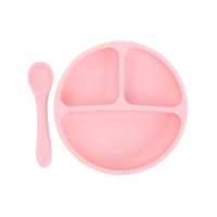 Pumucki - Set De Plato Y Cuchara De Silicona, Color Rosado