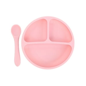 Pumucki - Set De Plato Y Cuchara De Silicona, Color Rosado