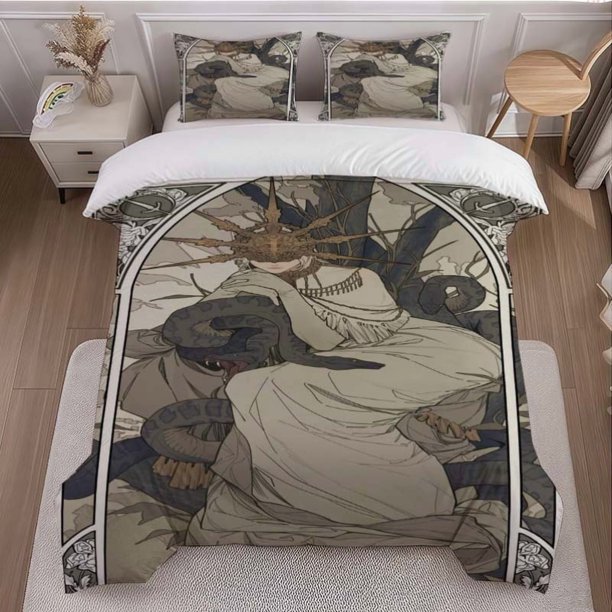 Three-Piece Dark Fantasy Illustrations Printed Duvet Cover Set Themed Bedding Three-Piece Set