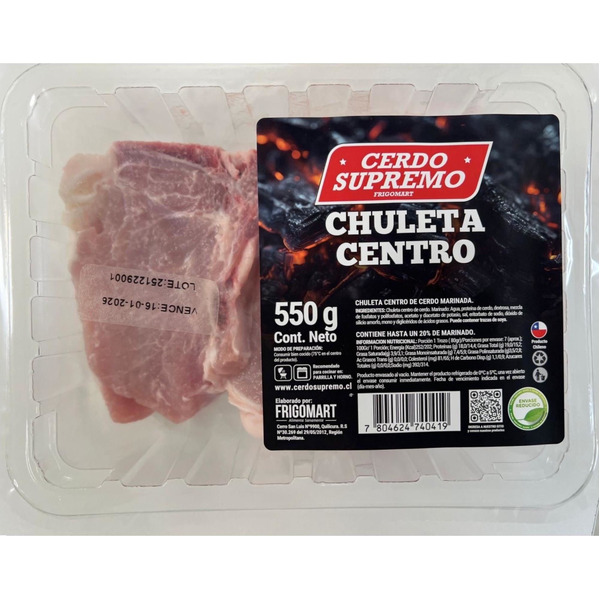 Chuleta de Cerdo Centro, 550 g - Lider - $3.990
