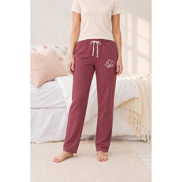Pantalón de Pijama Franela Mujer Flor de Loto terracota XL