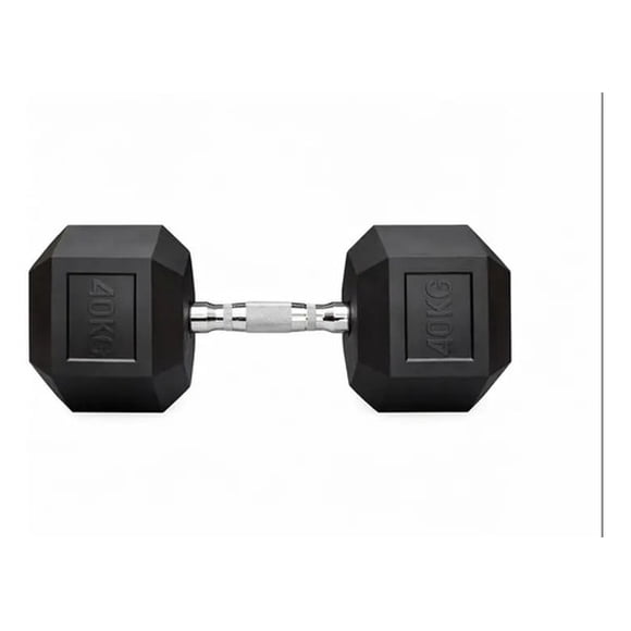 Mancuerna Hexagonal Cromada Caucho 40 Kg Crossfit Negro