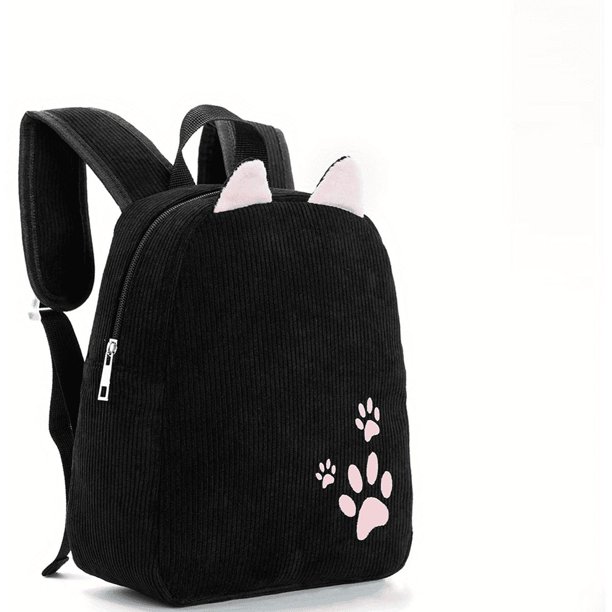 Corduroy Rabbit Ear Cute Footprint Backpack For Boys Girls Lightweight Waterproof Student Schoolbag Large Capacity Backpack