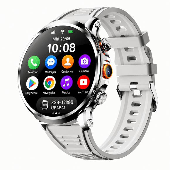 UBABAI Reloj Inteligente Android 4G con SIM Pantalla Táctil 1.95" Android 10 8GB RAM 128GB ROM Cámara Giratoria Llamadas Independientes WiFi y Bluetooth