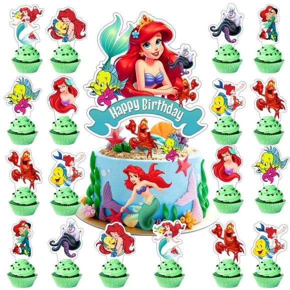 Decoraciones para pastel CICICO, set de 25 piezas de cumpleaños de sirena