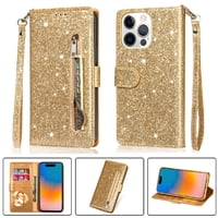Foxdock - Funda Para Elegante Funda Iphone 15 Pro Glitter Con Cremallera-Ideal Para El Uso Diario