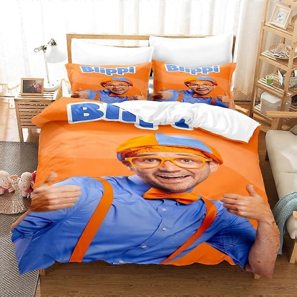 Juego de ropa de cama Blippi, disponible en varios tamaños, compuesto por 3 piezas: funda nórdica y fundas de almohada - Lc