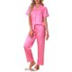 thumbnail image 4 of INSPIRE CHIC Conjuntos de Pijama para Mujer Camisa Abotonada con Pantalones Largos 2 Piezas Ropa de Dormir S Rayas Rosa Rosado, 4 of 6