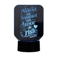 Lampara Ilusion 3D Frase: Nada Me Separara Del Amor De Cristo De 7 Colores, Base Touch
