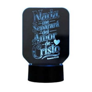 Lampara Ilusion 3D Frase: Nada Me Separara Del Amor De Cristo De 7 Colores, Base Touch