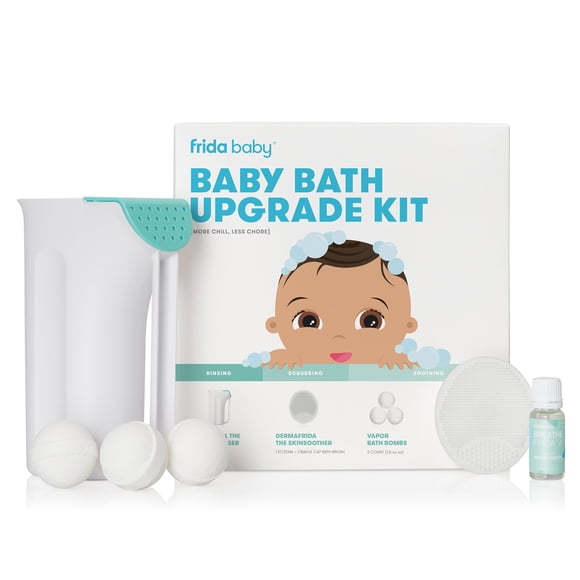 Kit de actualización para baño de bebé Frida Baby con enjuagador, cepillo y bombas de baño