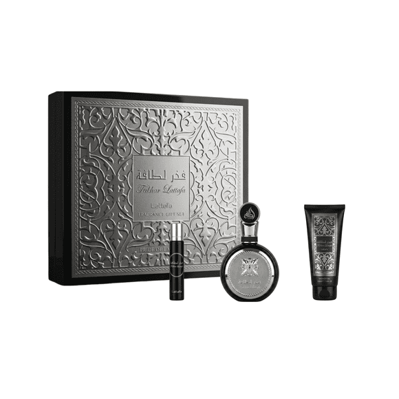 Estuche Fakhar Silver Lattafa Edp 100Ml + 12Ml + S/G 100Ml Hombre