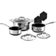 thumbnail image 1 of Juego de ollas HexClad Hybrid Antiadherente de 6 piezas con salvamanteles y tapas, 1 of 6