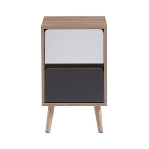 Pandalino - Velador Margot - Diseño Nórdico Minimalista, 2 Cajones Cafe