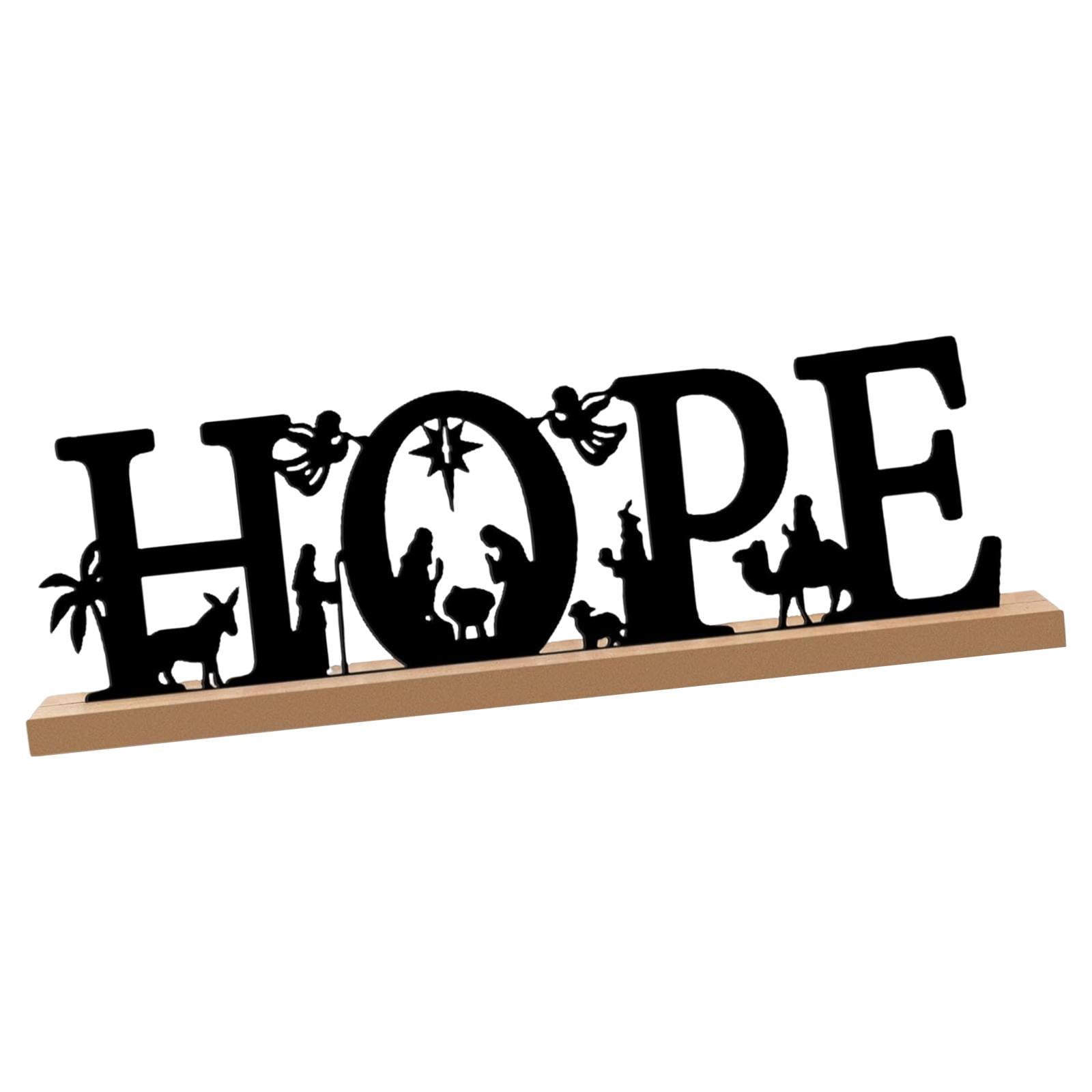 Bothyi - Adorno Navideño De Metal Para La Natividad, Regalo Para El Estante De La Oficina De Navidad Hope