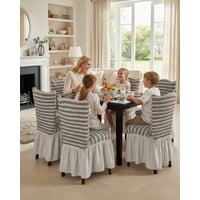 Mylhogar - Set De 6 Fundas Turkas Con Falda Para Sillas Con Diseño De Lineas