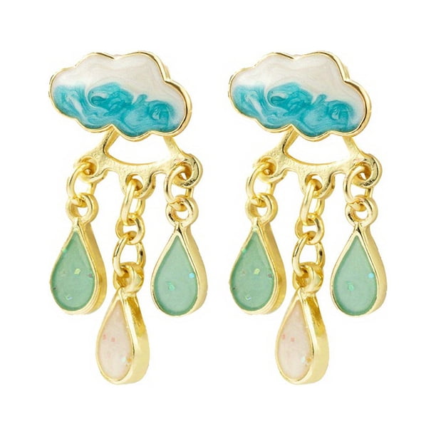 Cute Rainy Cloud Earrings: Creative Gift for Women & Girls - Drop Oil & Tassel Jewelry