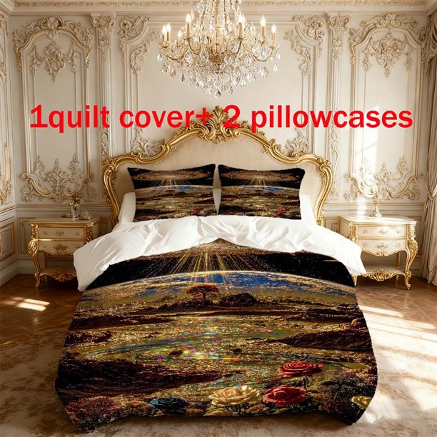3pcs Cosmic Fantasy Printed Bedding Set Duvet Cover and Pillowcases