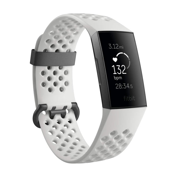 Monitor de actividad física Fitbit Charge 3 SE, silicona blanca y grafito, talla única (correas S y L incluidas), 1 unidad (paquete de 1)