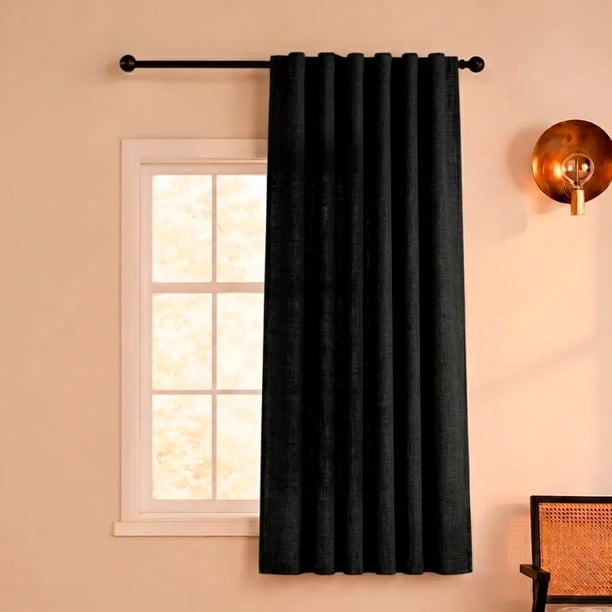 Casa Nerola Cortina Blackout Textura Lino 108 x 160 cm Poliéster 1 Paño Negro
