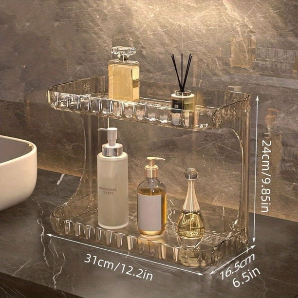 1pc Light Luxury Acrylic Storage Rack, Double-layer Toilet Washstand Cosmetic Storage Box, Bathroom Desktop Skin Care Products Storage Rack