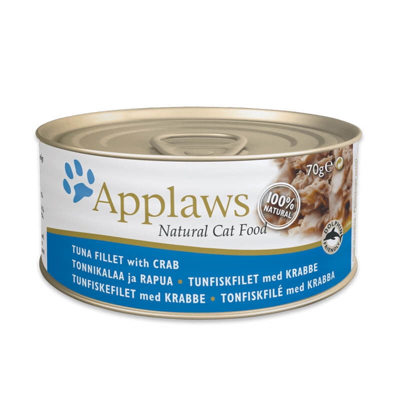 ALIMENTO HUMEDO GATO APPLAWS FILETE DE ATUN-CANGREJO CON CALDITO, 70 GR
