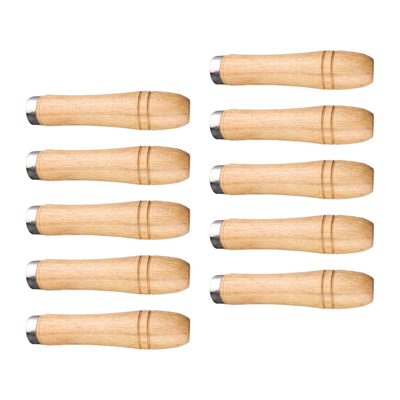 Magideal - 10 Mangos De Lima De Madera De Repuesto Para Pulir Madera Dura, Artesanía De Carpintería Con Anillo De Metal Para Atornillar En Madera, Herramienta De Grande