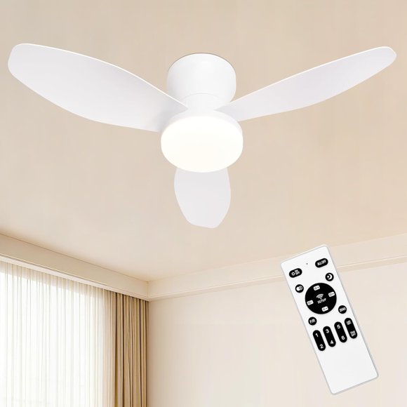 Ventilador de Techo HapyClaw de 32 Pulgadas LED Blanco con Control Remoto